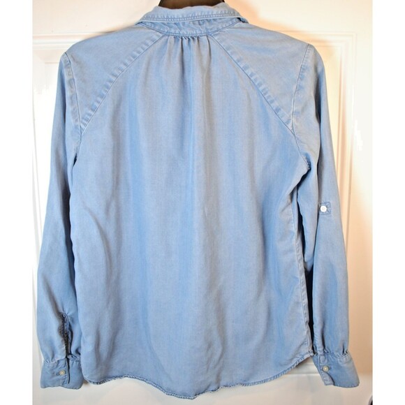 LOFT Button Down Chambray Blouse Women's Top Size S - Picture 3 of 8